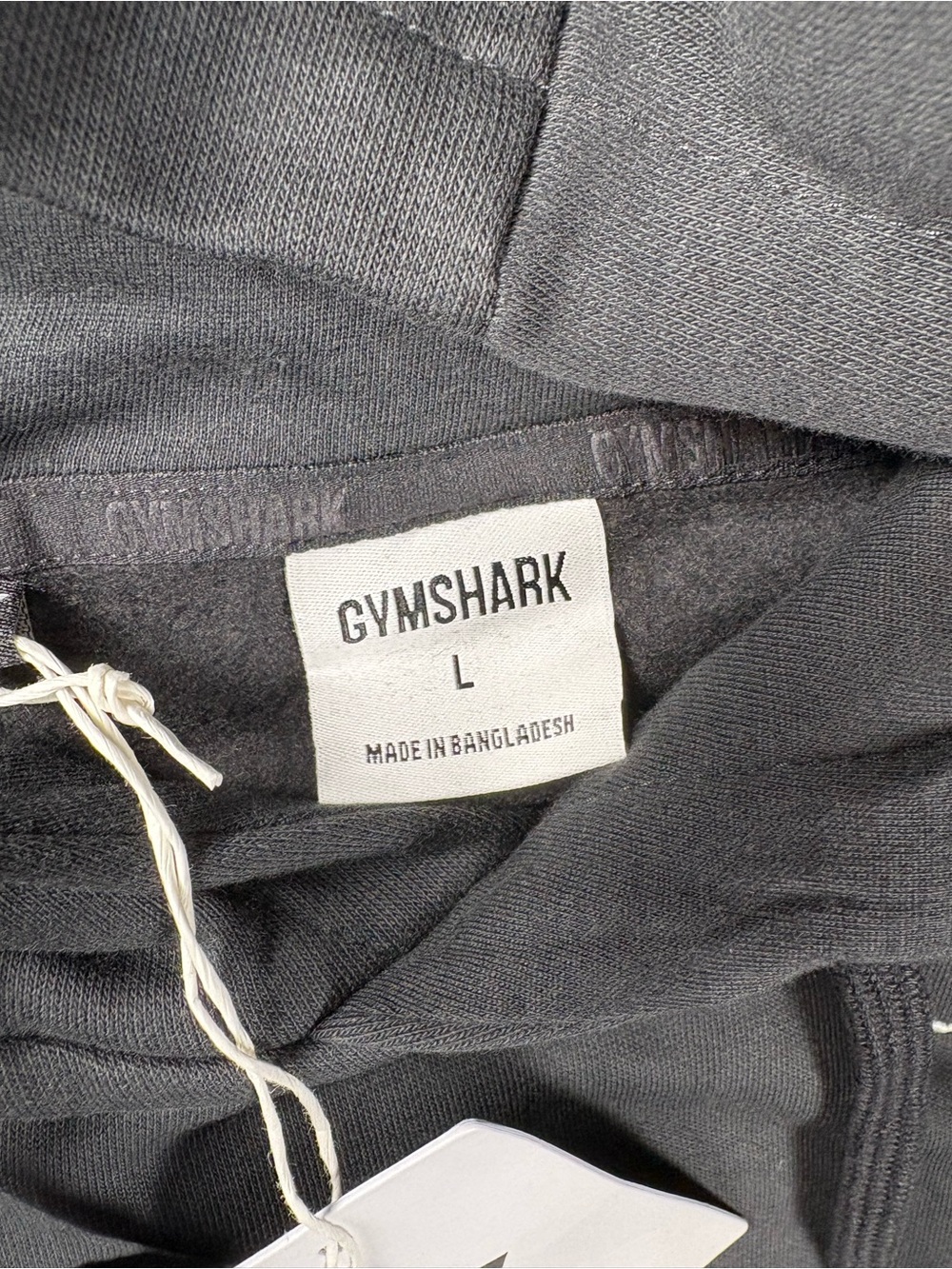 Gymshark Crest Hoodie Black Pullover Logo Sweatshirt Size L - Picture 2 of 7